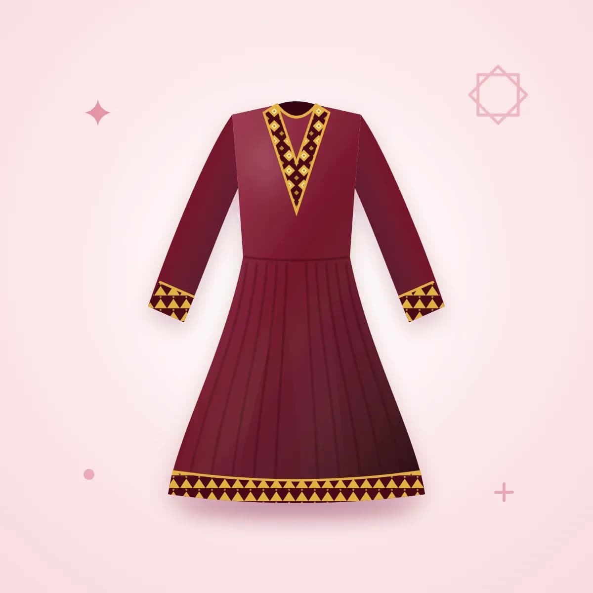 پیراهن مخمل زنانه با زری‌دوزی